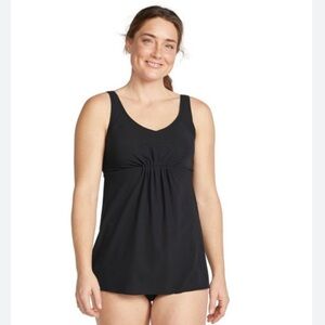 LL Bean Black Soft-Drape Tankini Swim Swimwear Top 16 NWT